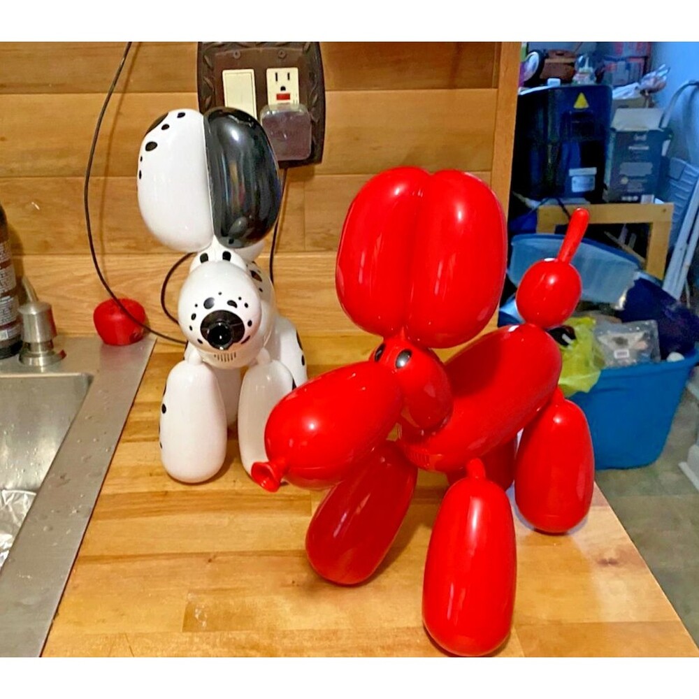 Lot of 2 Squeakee Balloon Dog Robots – Red & Dalmatian – Working – Moose Toys